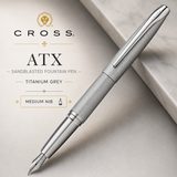 Cross ATX Sandblasted Fountain Pen – Titanium Grey (Medium Nib)