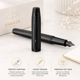 Parker IM Fountain Pen Matte Black – Medium Nib, Blue Ink & Gift Box