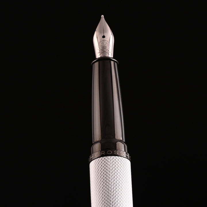 Cross ATX Sandblasted Dark Blue PVD Fountain Pen – Etched Diamond Pattern | 886-45
