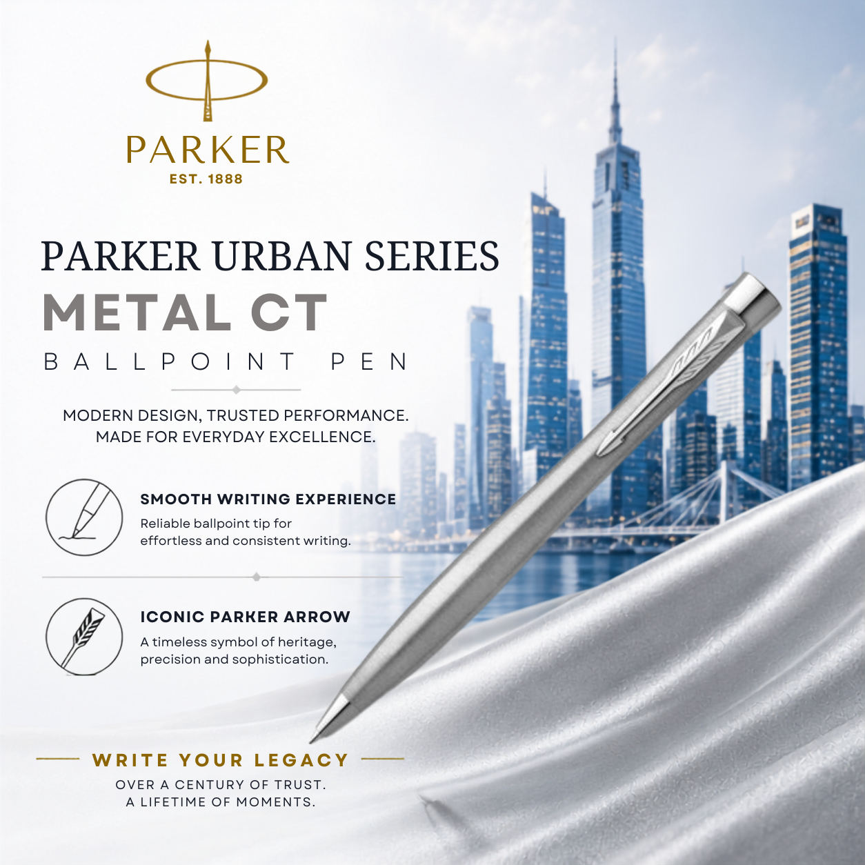Parker Urban Metal Series Ball Pen – Metal CT | Premium Luxury Ballpoint