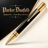 Parker Duofold Ballpoint Pen — Classic Black | Gold Trim | Medium Point
