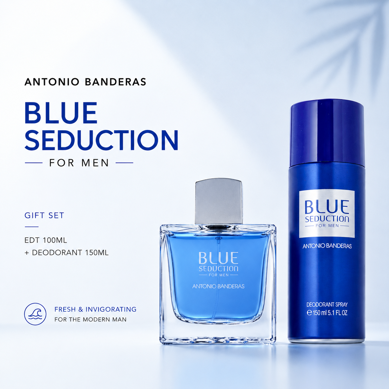 Antonio Banderas Blue Seduction Gift Set – Eau de Toilette 100ml + Deodorant 150ml