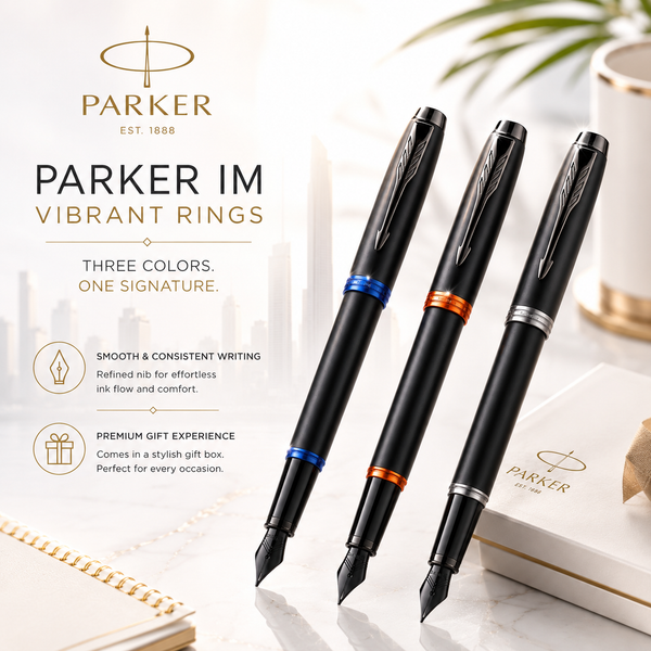 Parker IM Vibrant Ring fountain pen, blue orange and purple