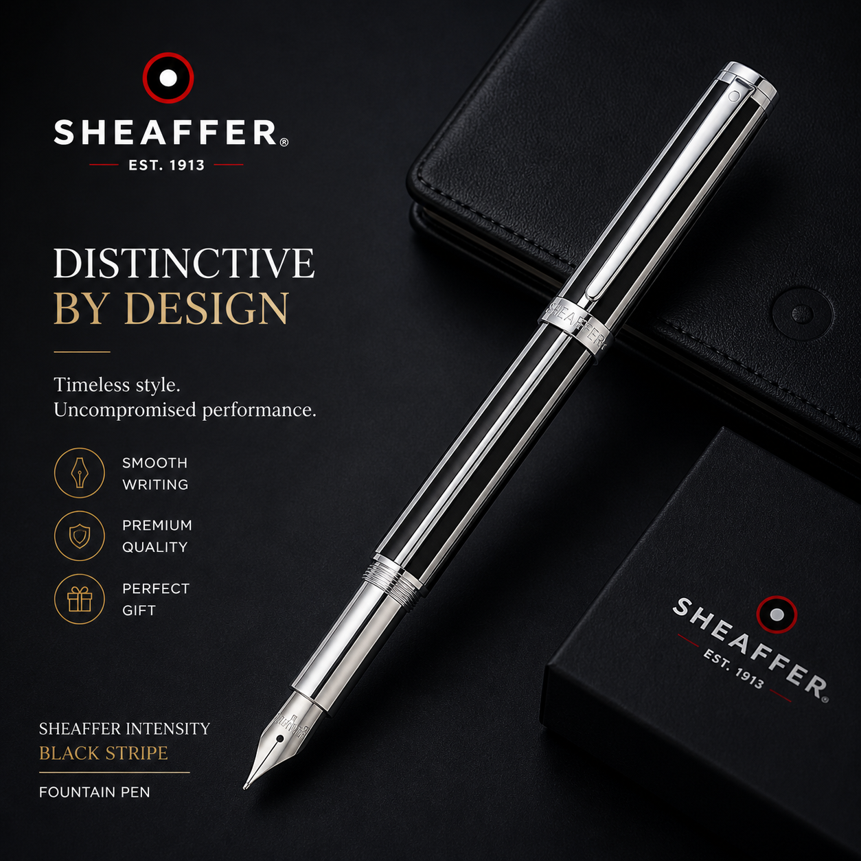 Sheaffer Fountain Pen Intensity Black Stripe ITS9233PN-F