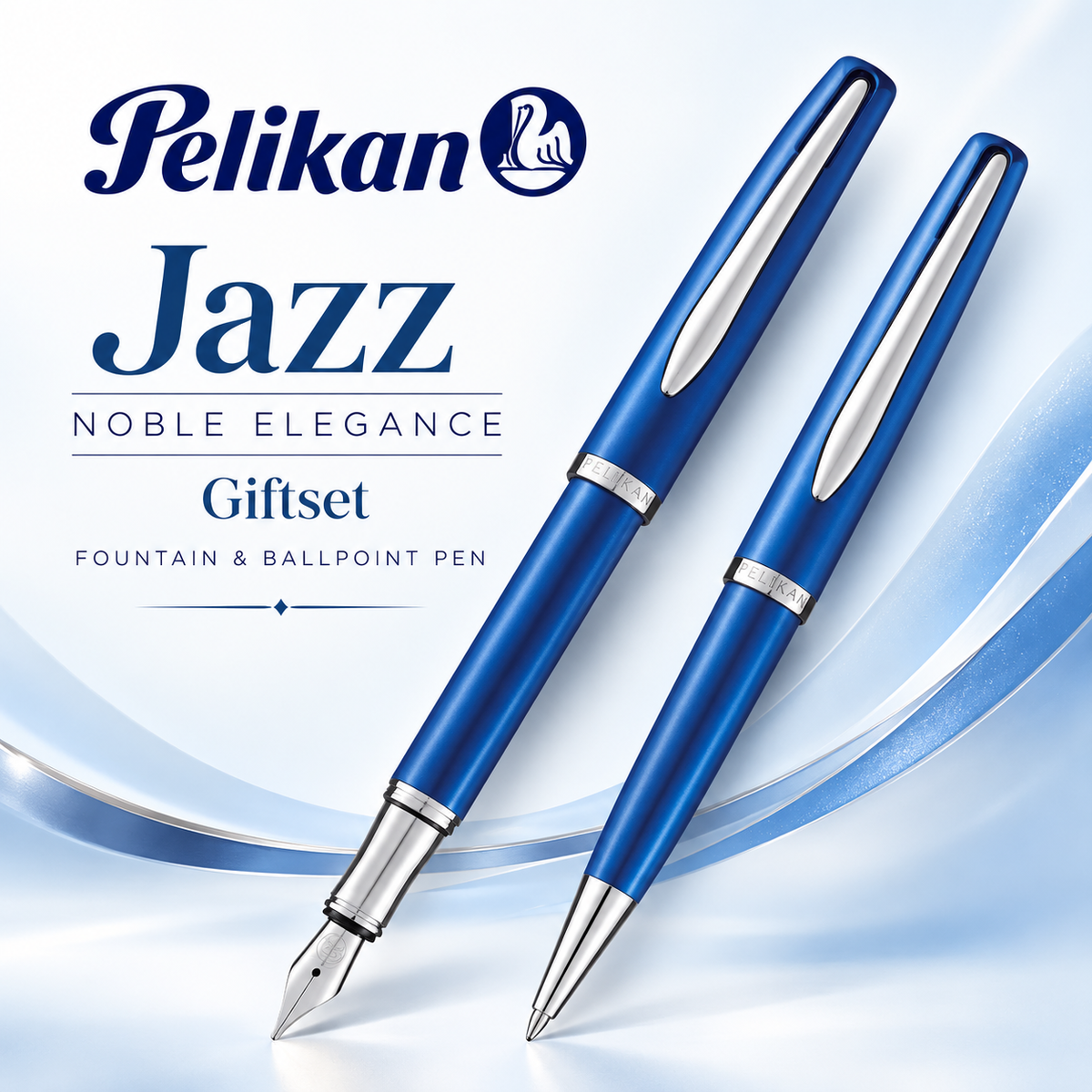 Pelikan Jazz Noble Elegance Giftset – Sapphire Blue (Fountain Pen & Ballpoint)