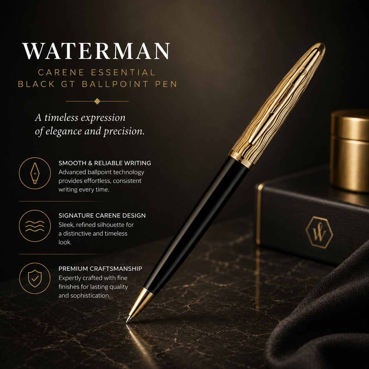 Waterman Carène Essential Black GT Ballpoint Pen