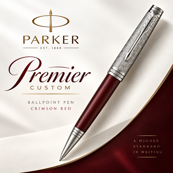 Parker Premier Custom Ballpoint Pen – Crimson Red (Medium Point)