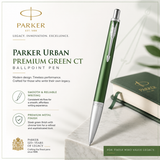 Parker Urban Premium Green CT Ballpoint Pen | Chrome Trim