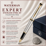 Waterman Expert Stainless Steel GT Fountain Pen – Premium Writing Instrument