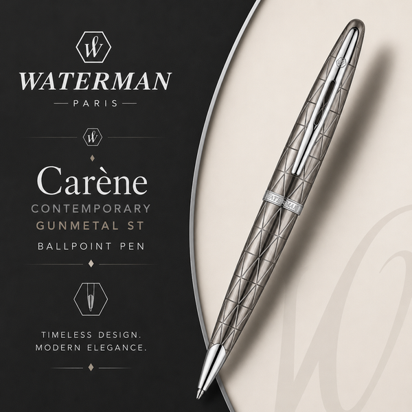 Waterman Carène Ballpoint Pen – Contemporary Gunmetal with Stainless Steel Trim