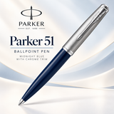 Parker 51 Ballpoint Pen – Midnight Blue with Chrome Trim | Iconic Luxury Pen