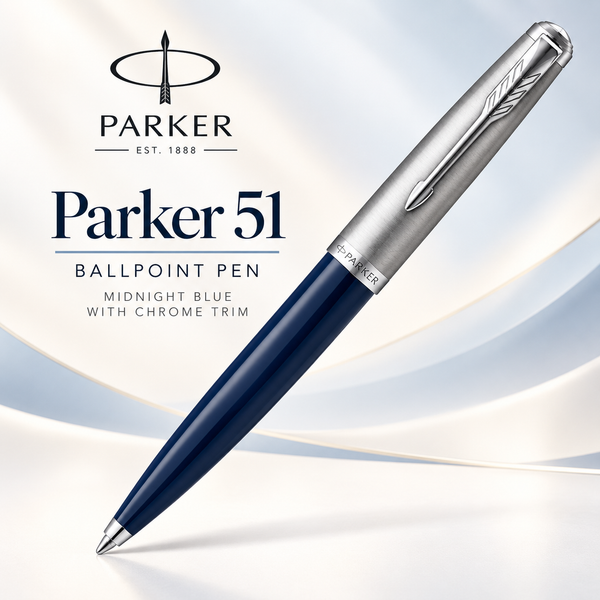 Parker 51 Ballpoint Pen – Midnight Blue with Chrome Trim | Iconic Luxury Pen