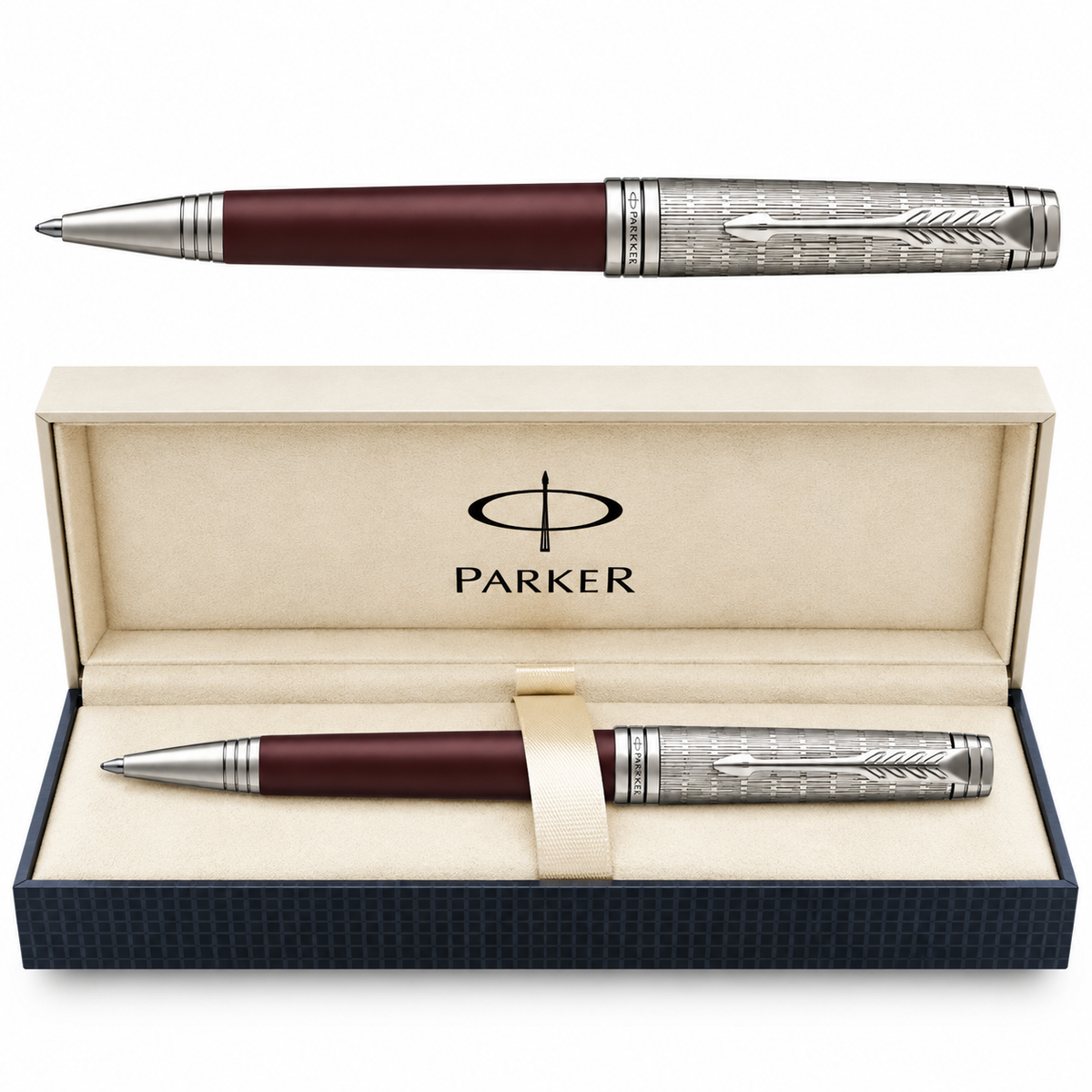 Parker Premier Custom Ballpoint Pen – Crimson Red (Medium Point)