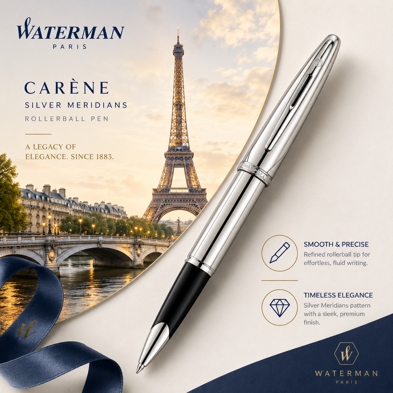 Waterman Carene Silver Meridians Rollerball Pen