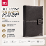 Deli E3159 Hard Executive Leather Cover A5 Notebook – 97 Sheets
