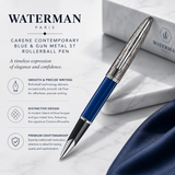 Waterman Carène Contemporary Blue & Gun Metal Rollerball Pen