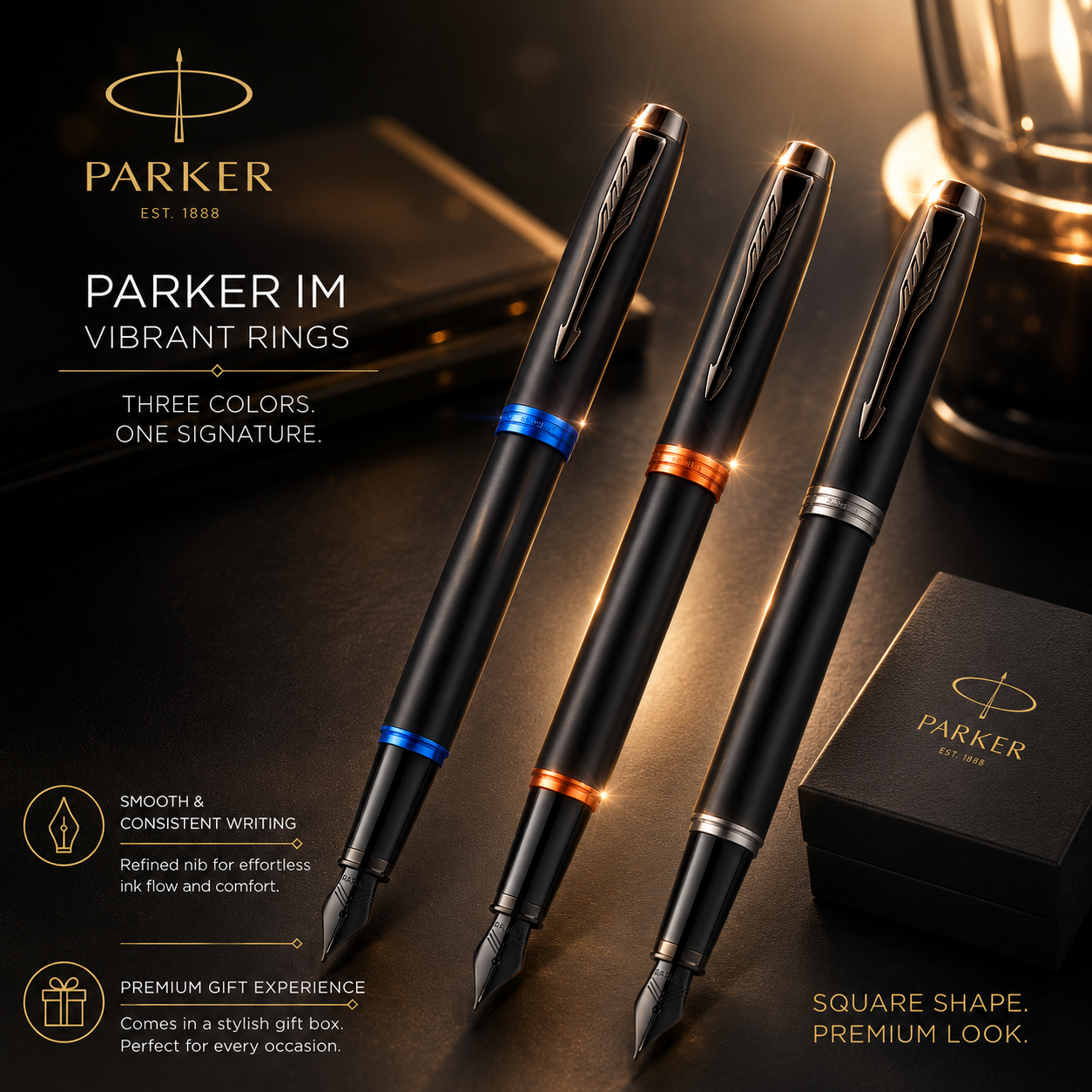 Parker IM Vibrant Ring Fountain Pen – Blue, Orange & Purple
