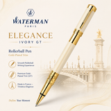 Waterman Elegance Ivory GT Rollerball Pen – Gold-Plated Trim