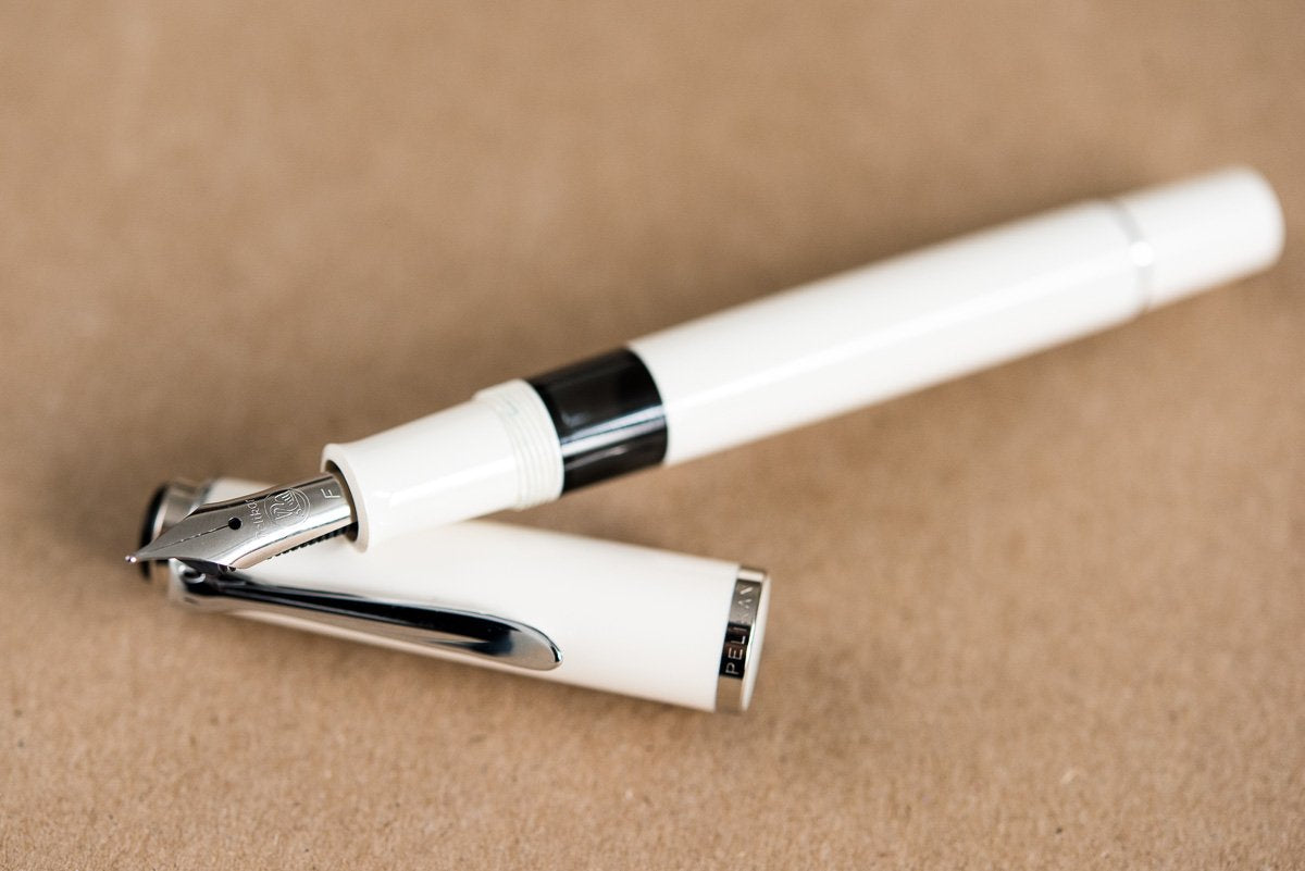 Pelikan Classic M205 Fountain Pen – White & Silver | Piston Filler | Made in Germany