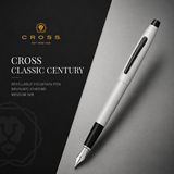 Cross Classic Century Refillable Fountain Pen Medium Nib Brushed Chrome