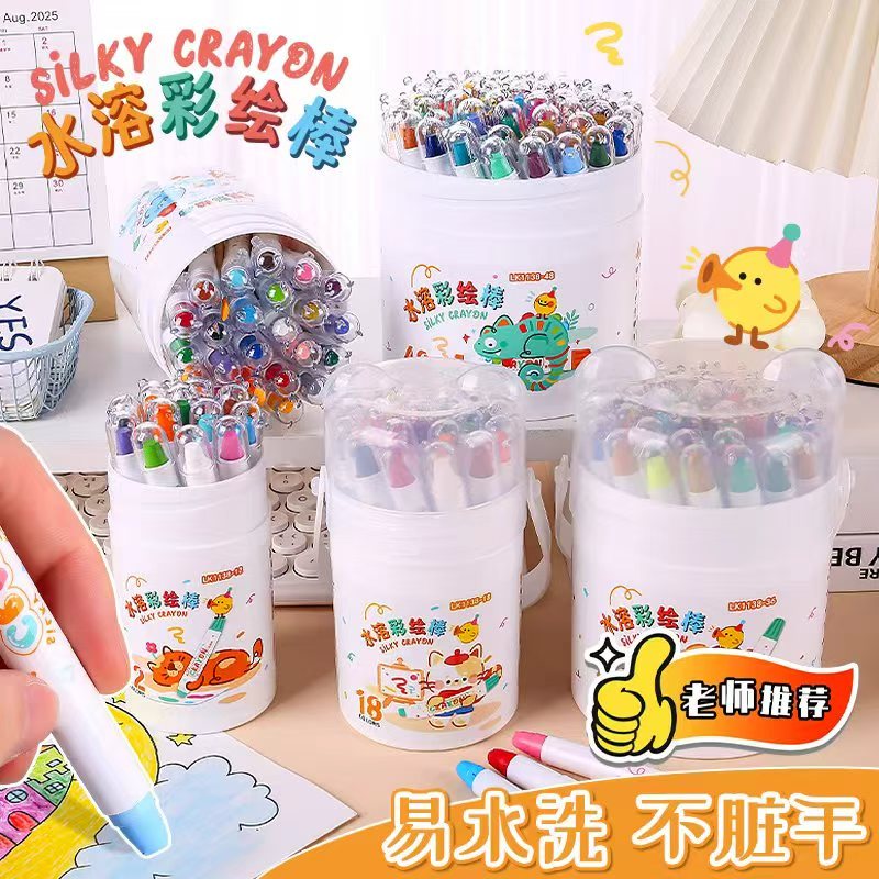 DEOXY Silky 24-Color Washable Crayons for Kids – Non-Toxic Lipstick Crayons