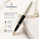 Waterman Carène Black Deluxe GT Fountain Pen | 18K Gold Nib