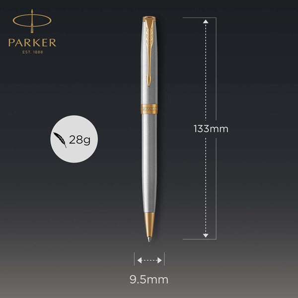 Parker Sonnet Ballpoint Pen – Stainless Steel with Gold Trim | Premium Ballpoint Pen