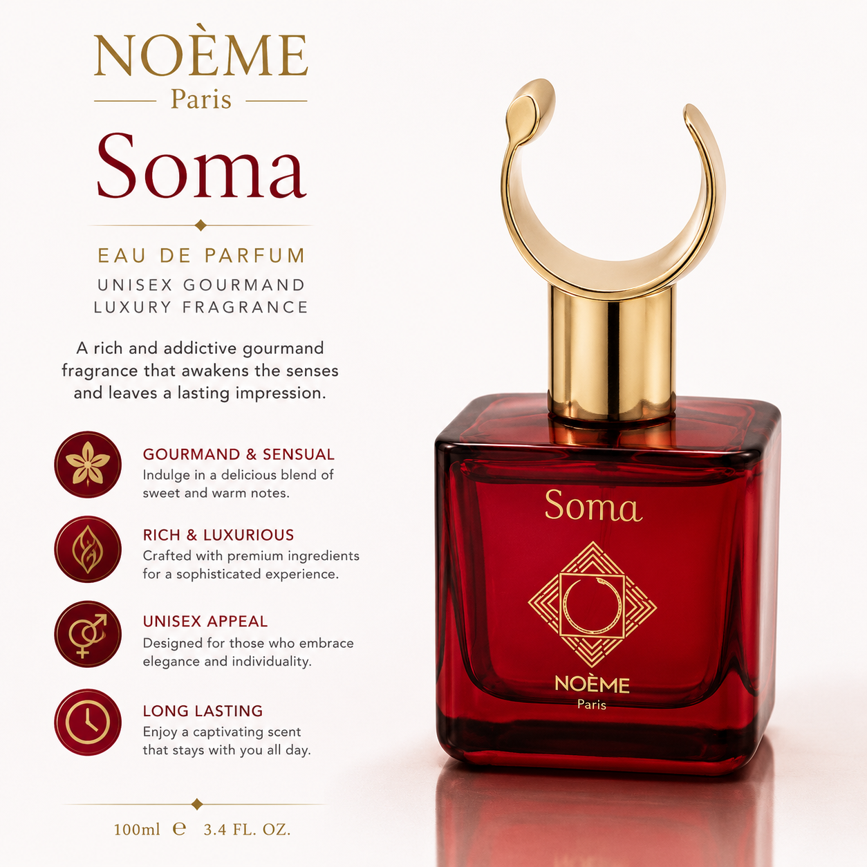 Noème Paris Soma – Eau de Parfum 100ml | Unisex Gourmand Luxury Fragrance
