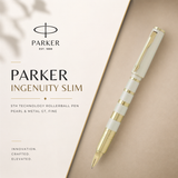 Parker Ingenuity Slim 5th Technology Rollerball Pen | Pearl & Metal GT, Fine