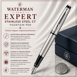 Waterman Expert Stainless Steel CT Fountain Pen – Premium Writing Instrument