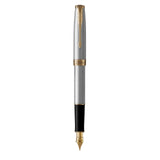 Parker Sonnet Stainless Steel GT Fountain Pen – Medium Nib & 23K Gold-Plated Trim