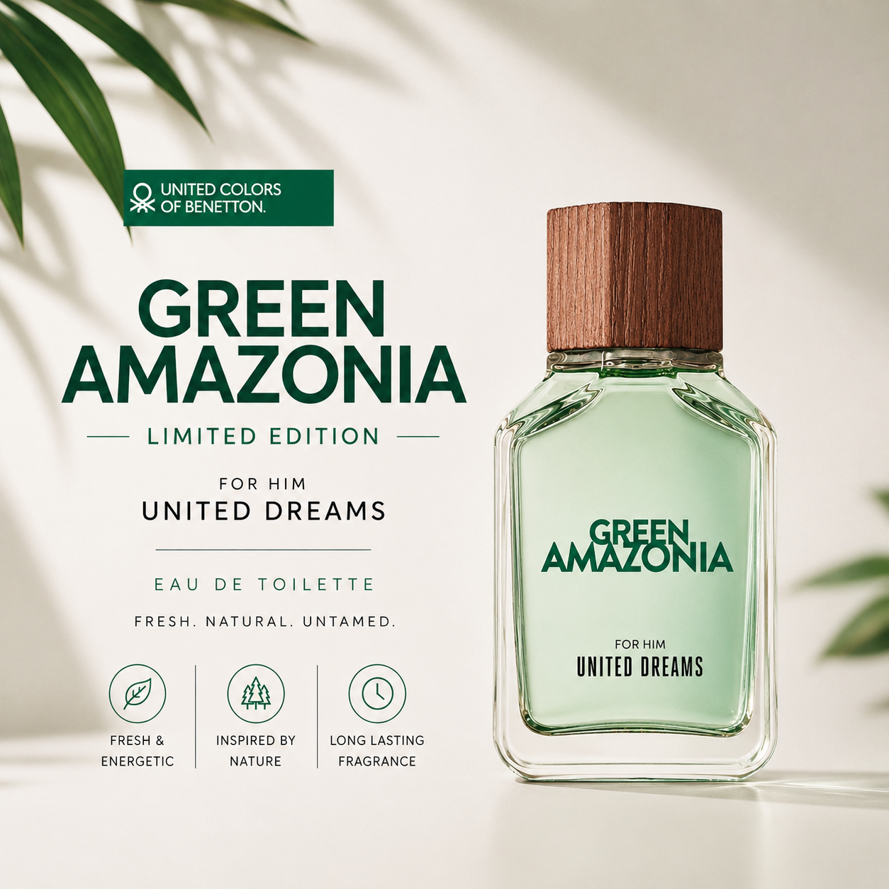Benetton Green Amazonia Limited Edition EDT 100ml – Fresh Men's Fragrance