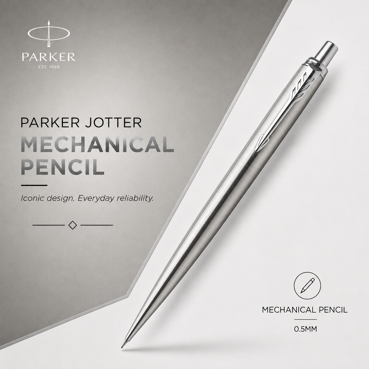 Parker Jotter Mechanical Pencil – Stainless Steel | Chrome Trim | 0.5mm