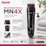 Beurer MN4X cordless beard trimmer, black precision facial hair grooming tool