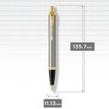 Parker IM Premium Ballpoint Pen – Brushed Metal with Gold Trim | Premium Ballpoint Pen