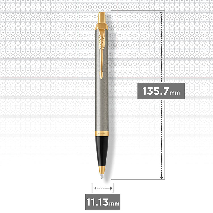 Parker IM Premium Ballpoint Pen – Brushed Metal with Gold Trim | Premium Ballpoint Pen