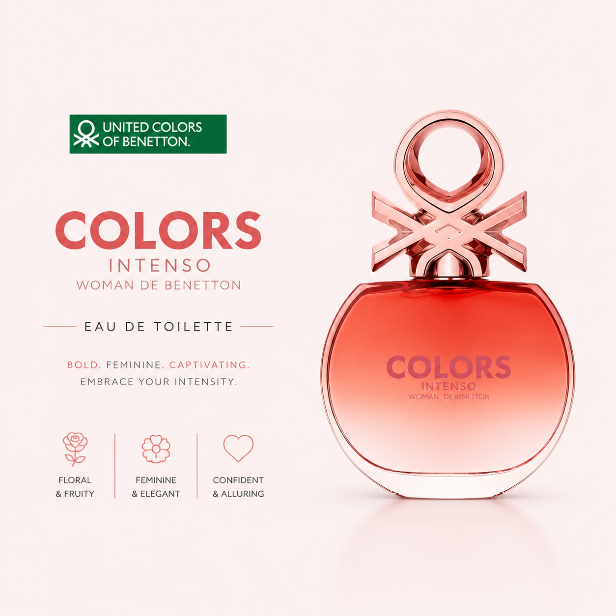 Benetton Colors Rose Eau De Toilette Spray For Women 80Ml