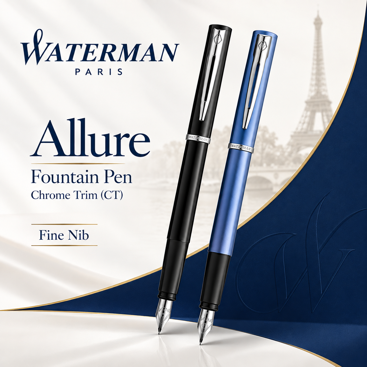Waterman Allure Fountain Pen – Chrome Trim (CT)