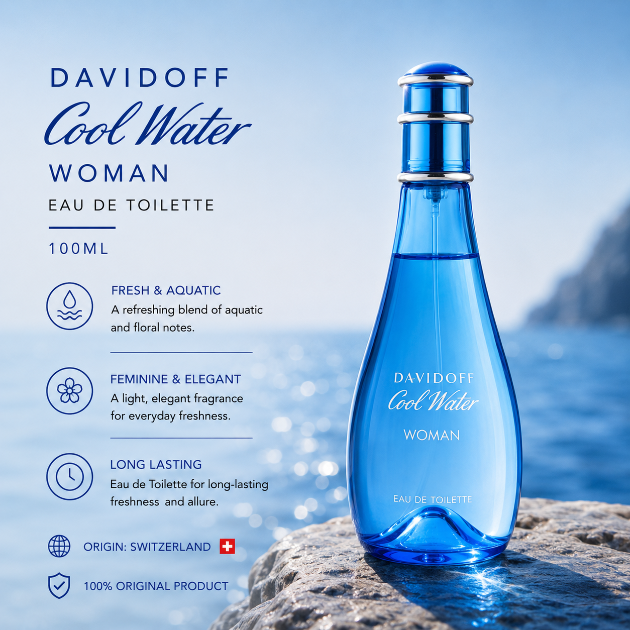 Davidoff Cool Water Woman Original EDT for Women – 100ml