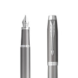 Parker IM Fountain Pen Grey Chrome – Fine Nib, Blue Ink