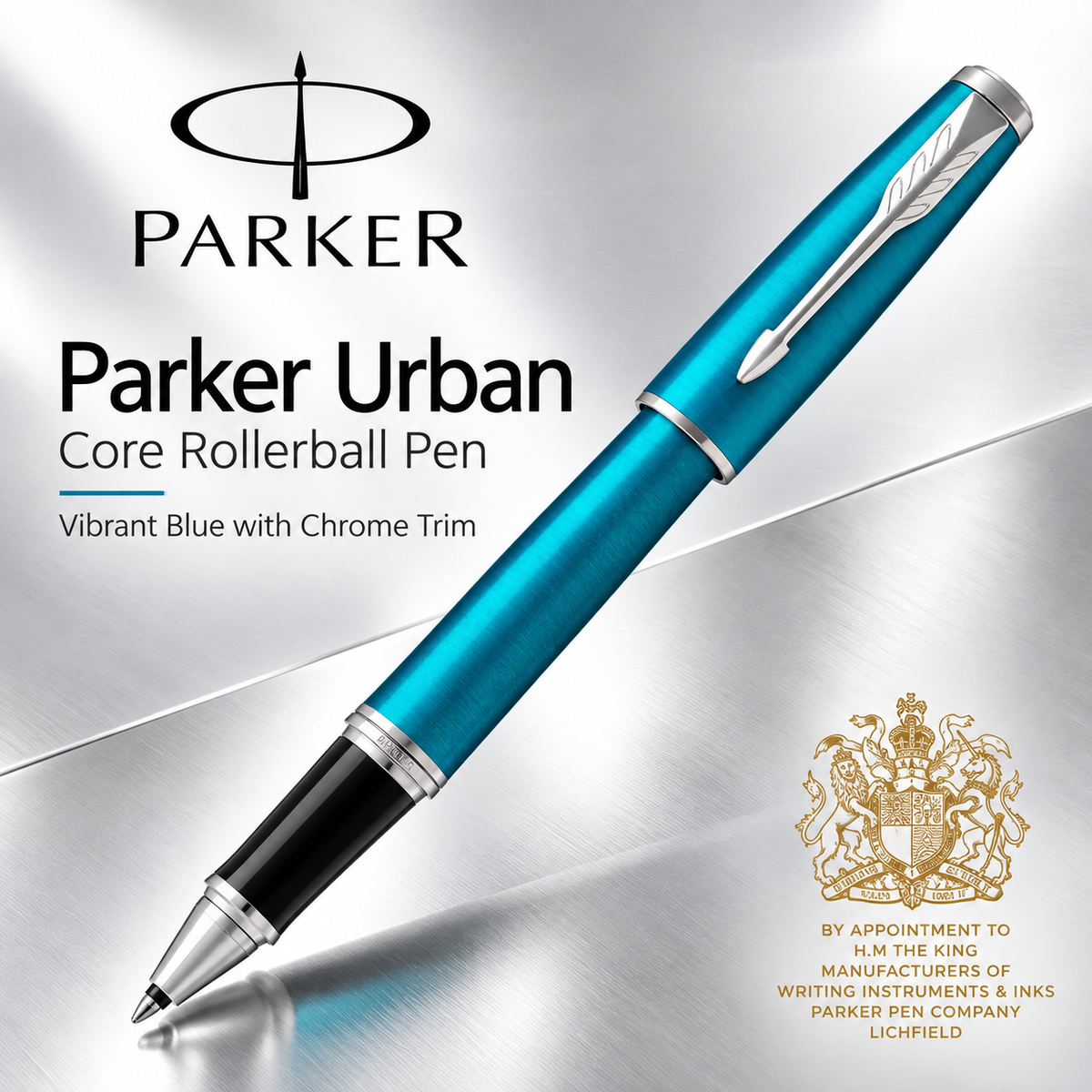 Parker Urban Core Rollerball Pen – Vibrant Blue with Chrome Trim