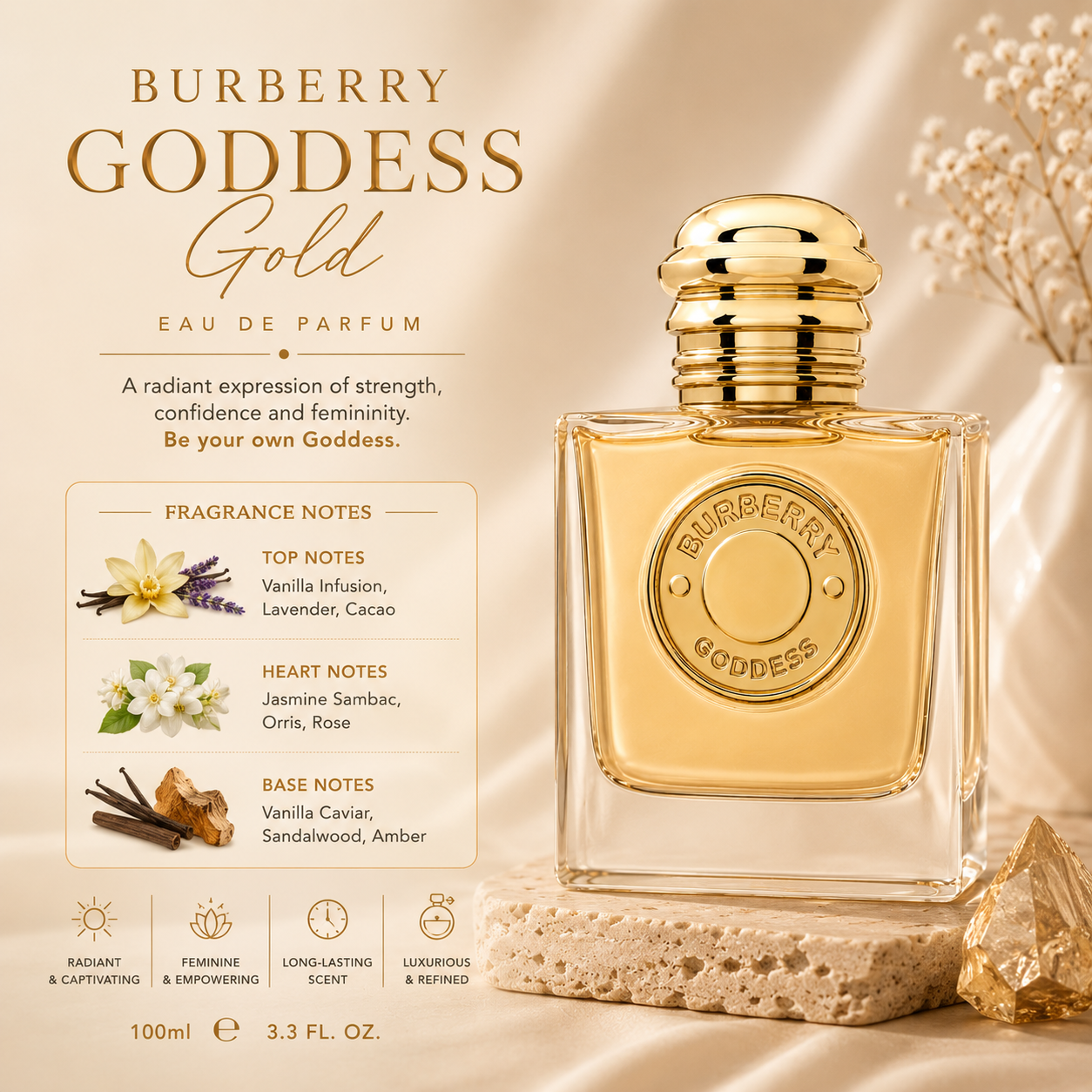 Burberry Goddess Gold Eau de Parfum 100ml – Refillable