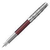 Parker Sonnet Premium Metal Red CT Gold nib 18k Fountain Pen - Metal & Red Satin Finish with Chrome Trim