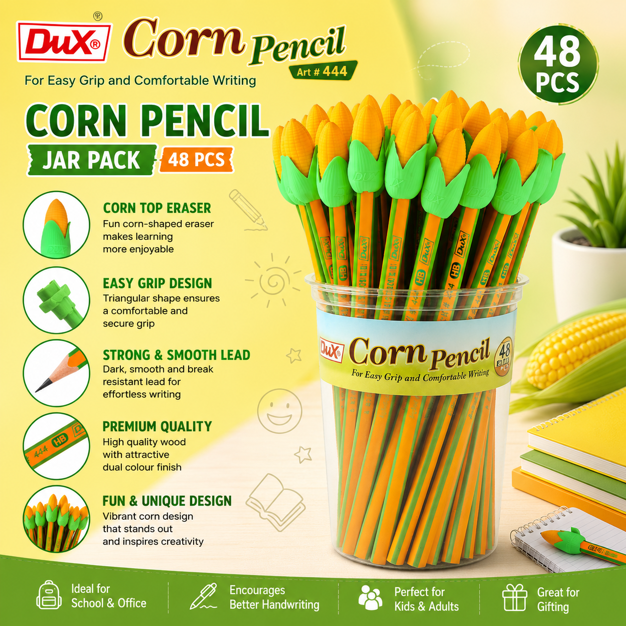 DUX Pencil 444 – Premium Writing Pencil - 48 Pcs Jar