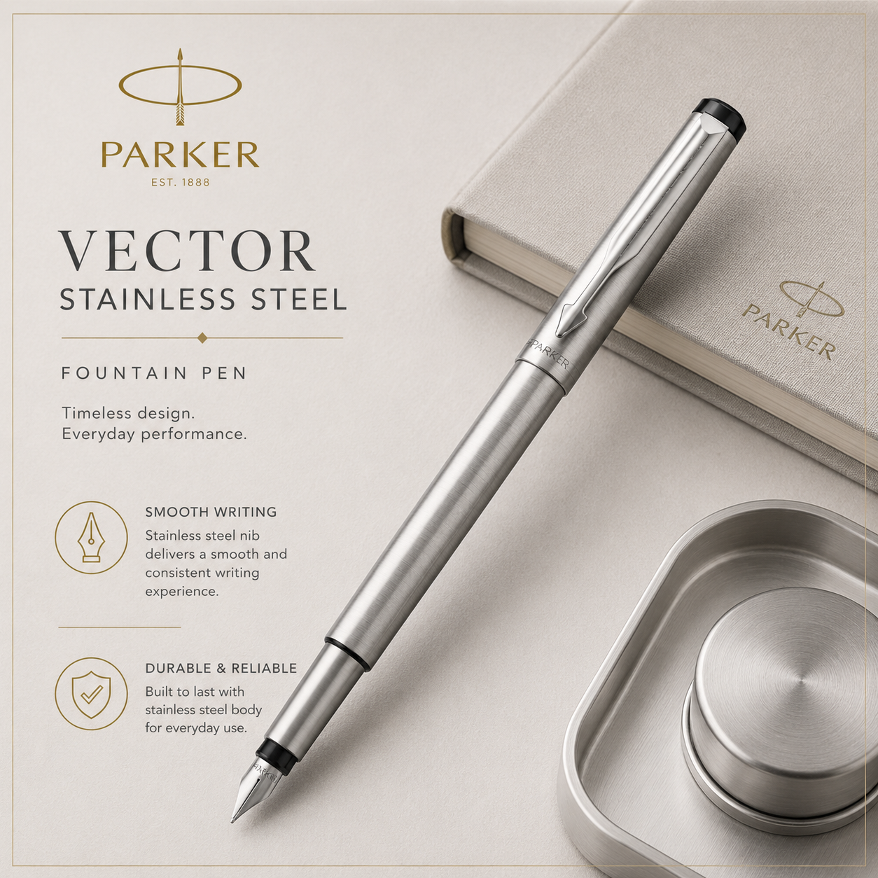 Parker Vector Stainless Steel Fountain Pen