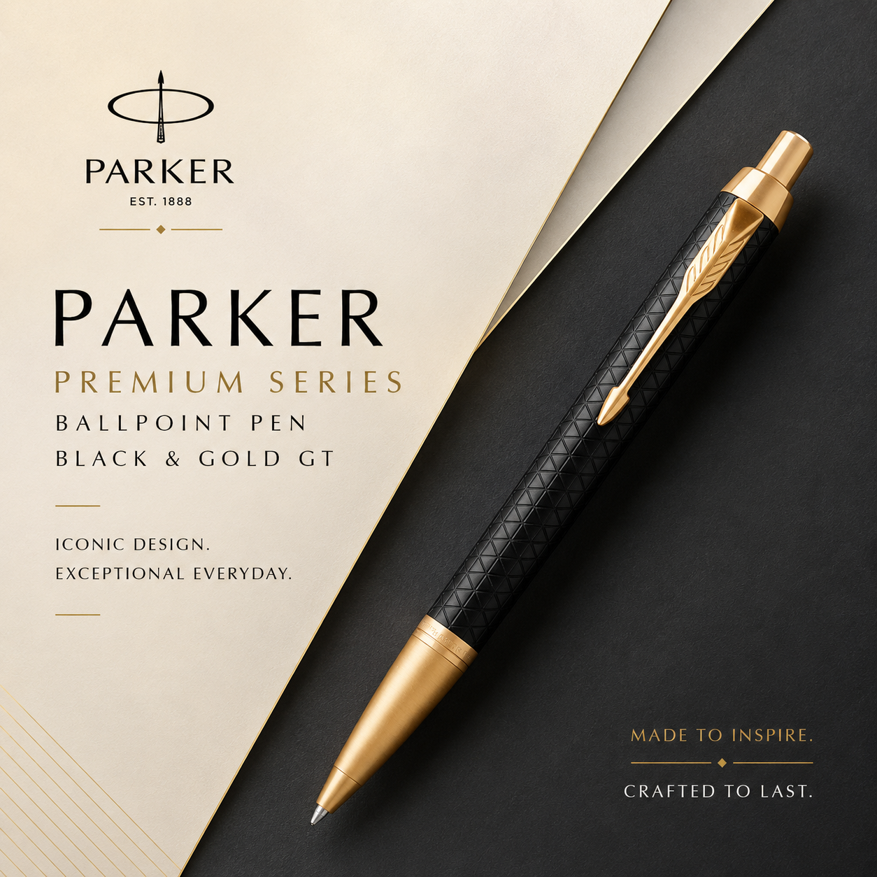Parker IM Premium Ballpoint Pen – Black with Gold Trim | Premium Ballpoint Pen