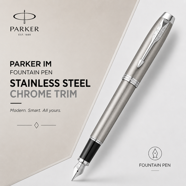 Parker IM Stainless Steel Chrome Trim Fountain Pen