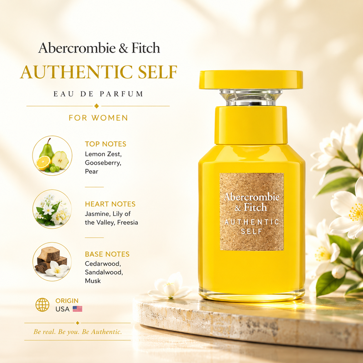 Abercrombie & Fitch Authentic Self EDP 100ml, women's perfume bottle