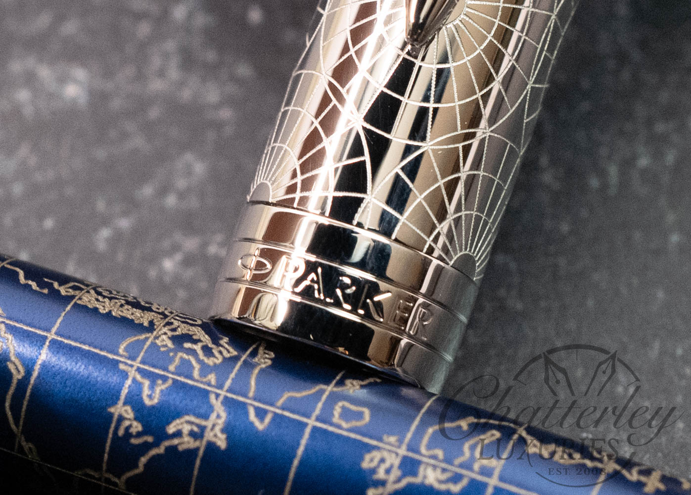 Parker Sonnet Blue Silver CT 18K Atlas Rollerball Pen