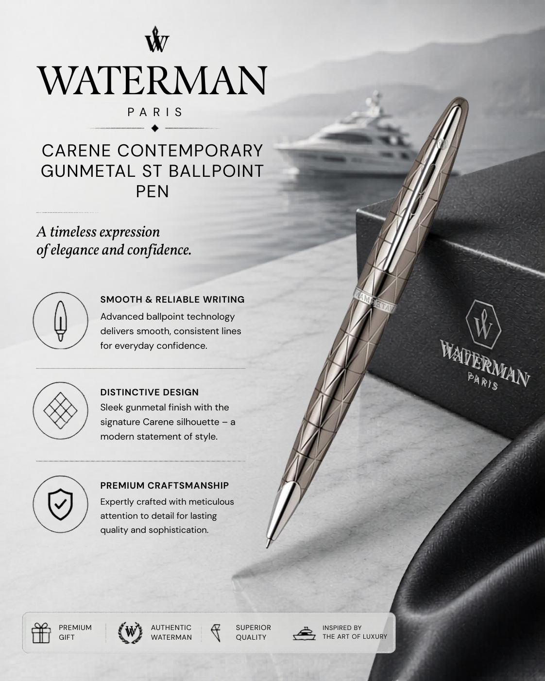 Waterman Carène Contemporary Gunmetal ST Ballpoint Pen